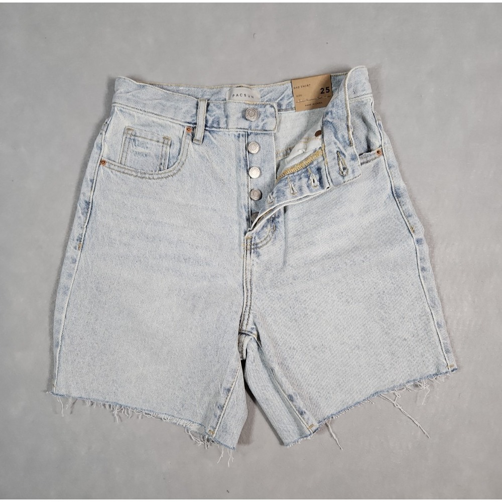 PacSun Womens High Rise‎ Button Fly Dad Denim Shorts Size 25 NWT